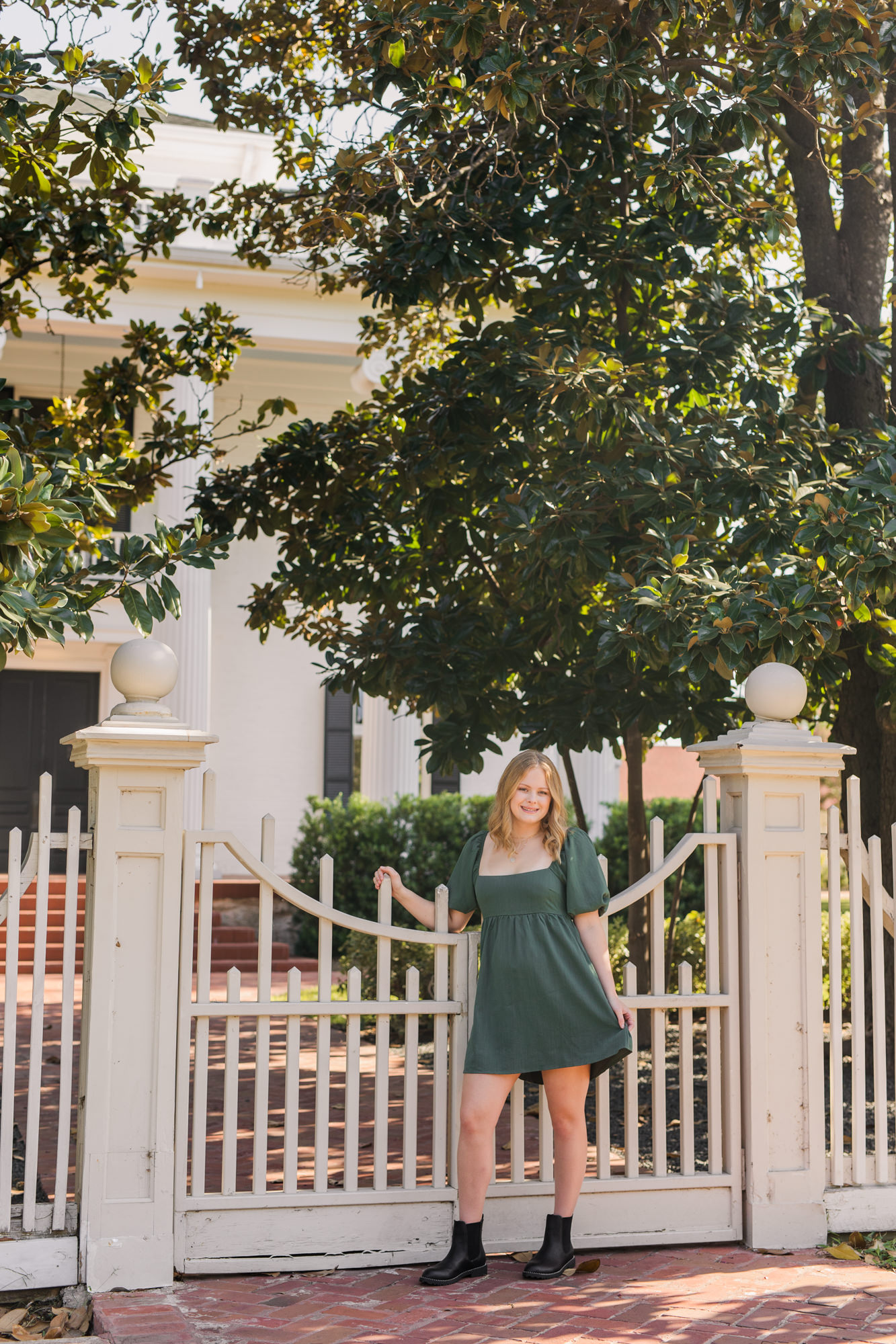 Downtown Round Rock Senior Photos, Woodbine Mansion venue