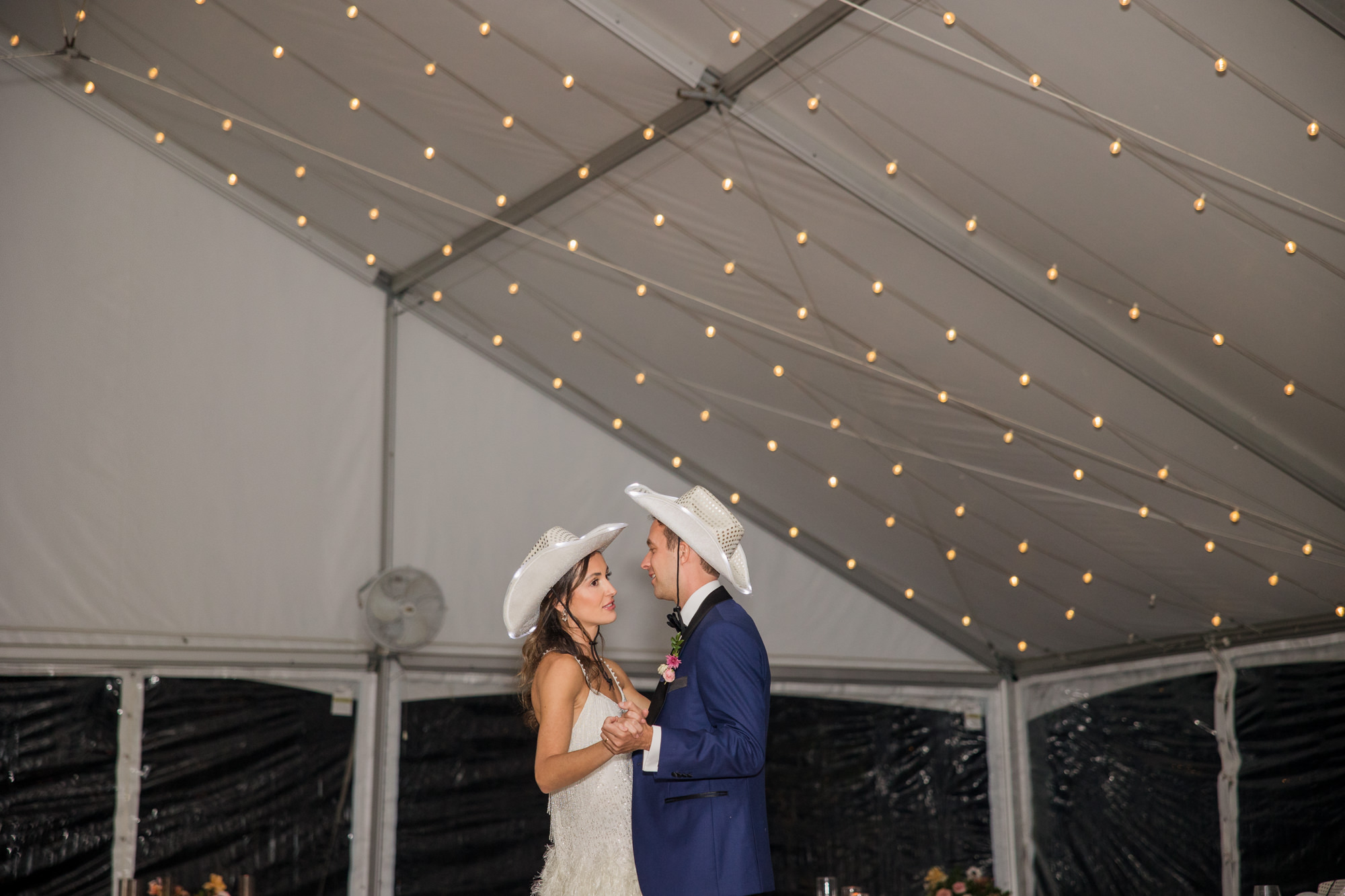 private last dance under string lights