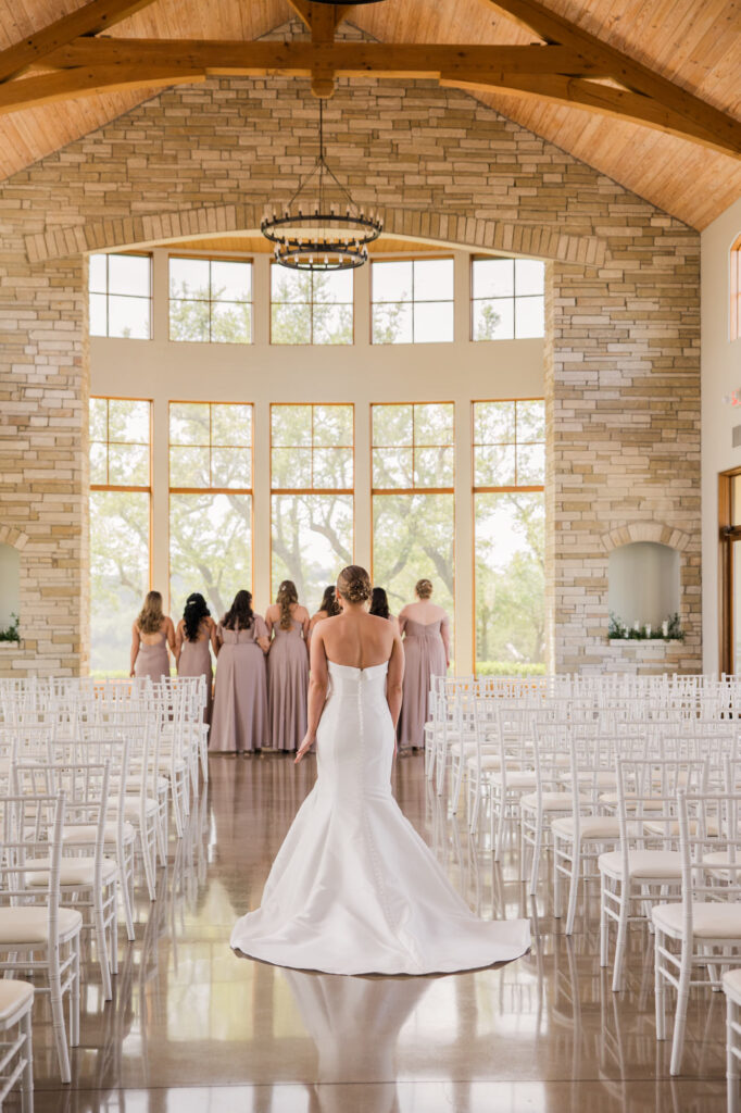 bridesmaid first look wedding day