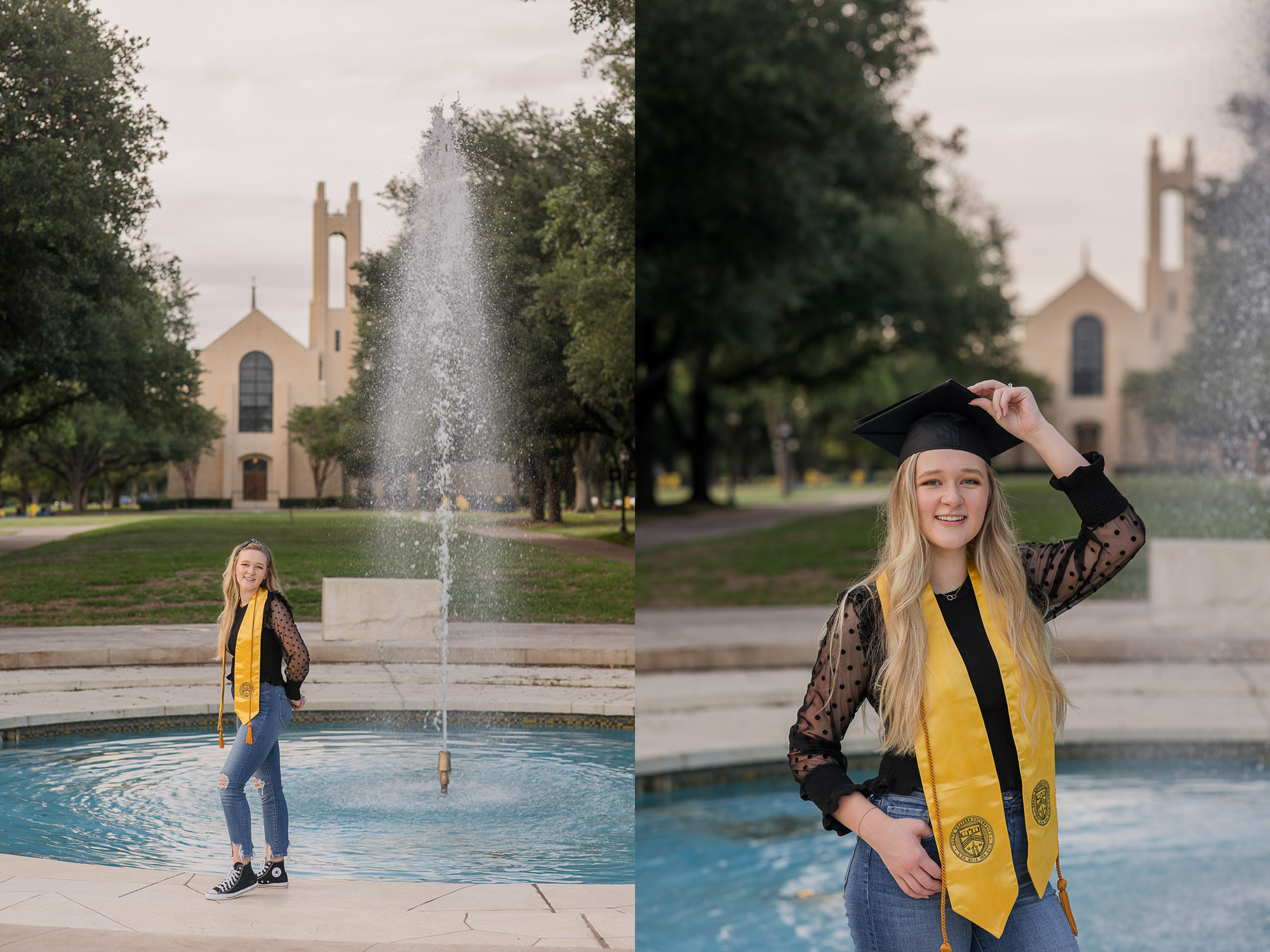 Chapel Fountain Southwestern University Georgetown Texas Senior Grad Photos