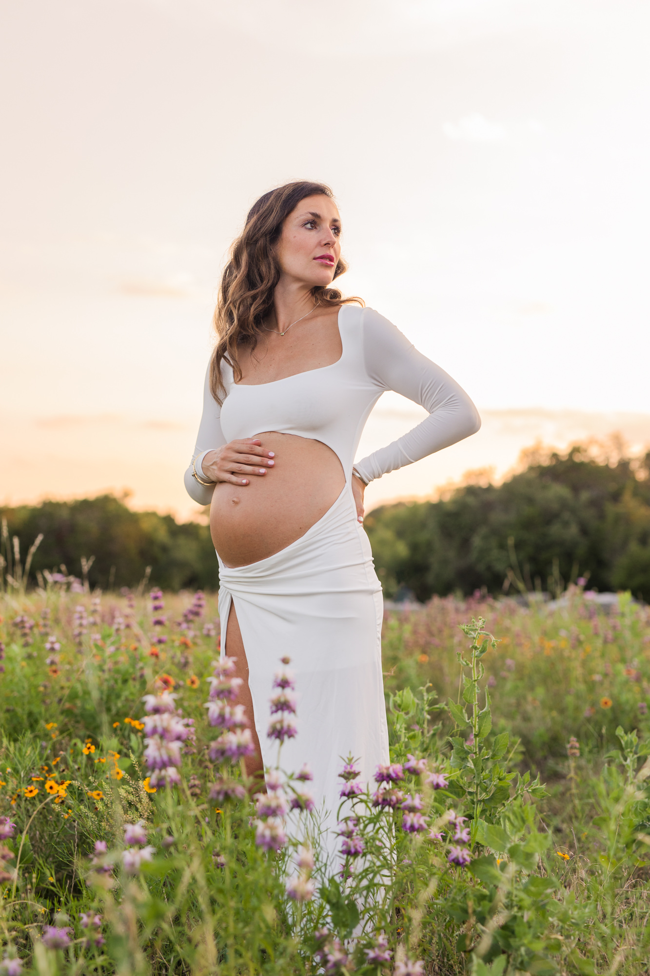 Wildflower Sunset Maternity Photos 