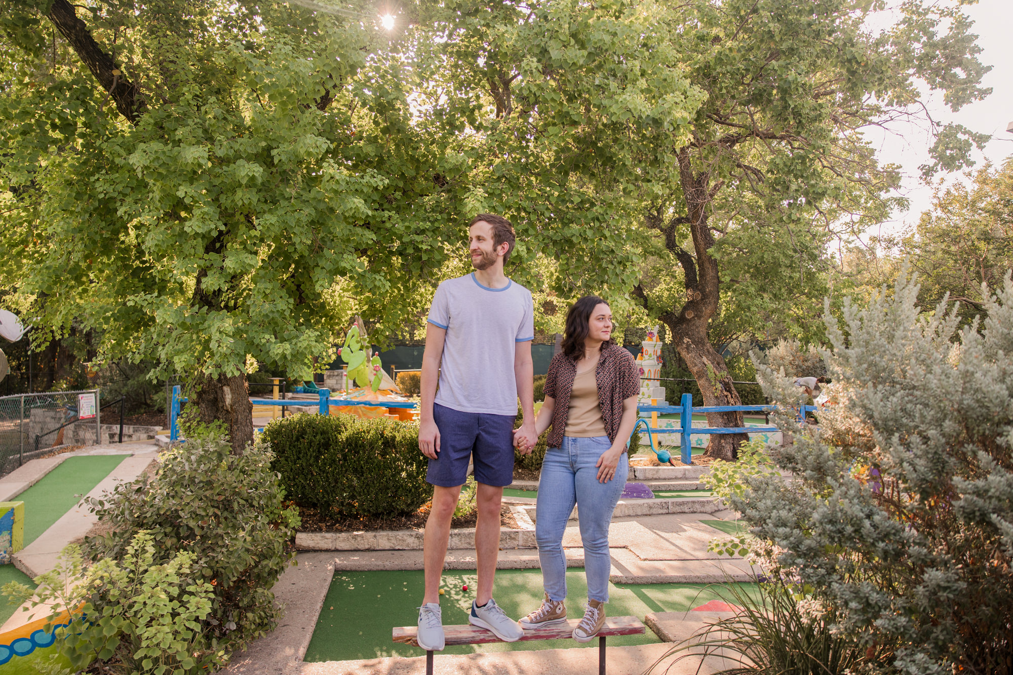 Peter Pan Mini-Golf Downtown Austin Engagement Photos