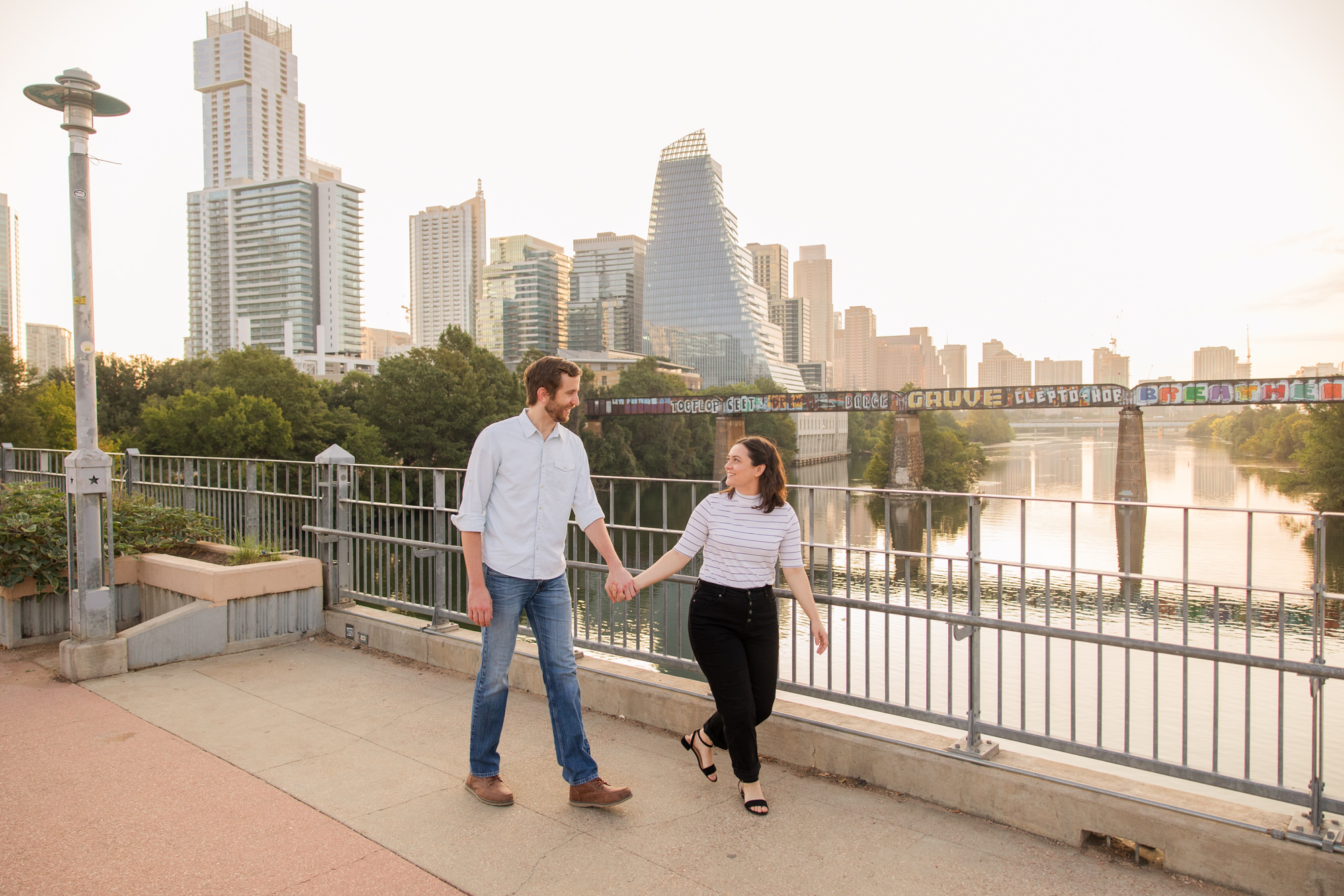 Pfluger Pedestrian Bridge Downtown Austin Engagement Photos