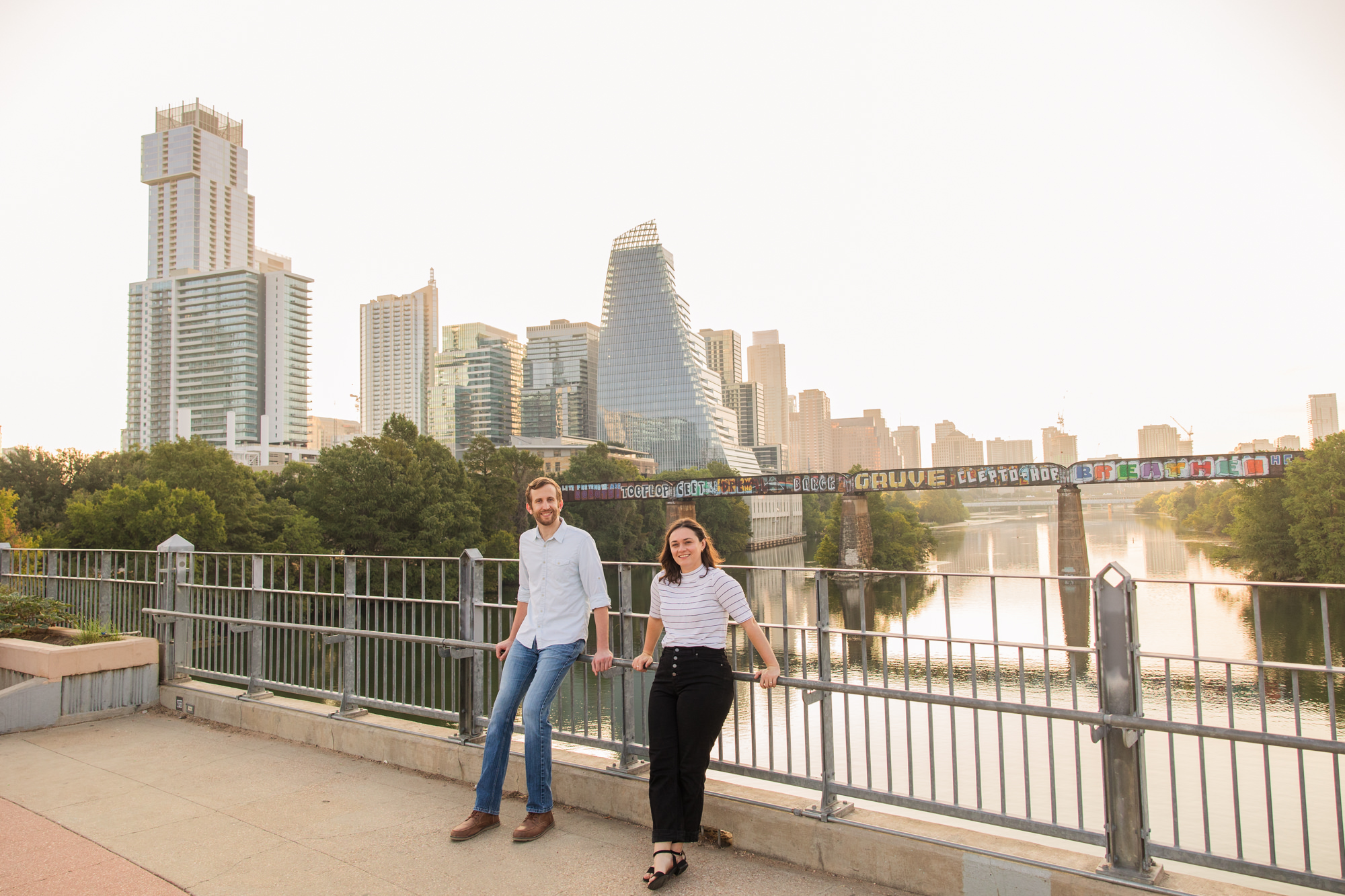 Pfluger Pedestrian Bridge Downtown Austin Engagement Photos