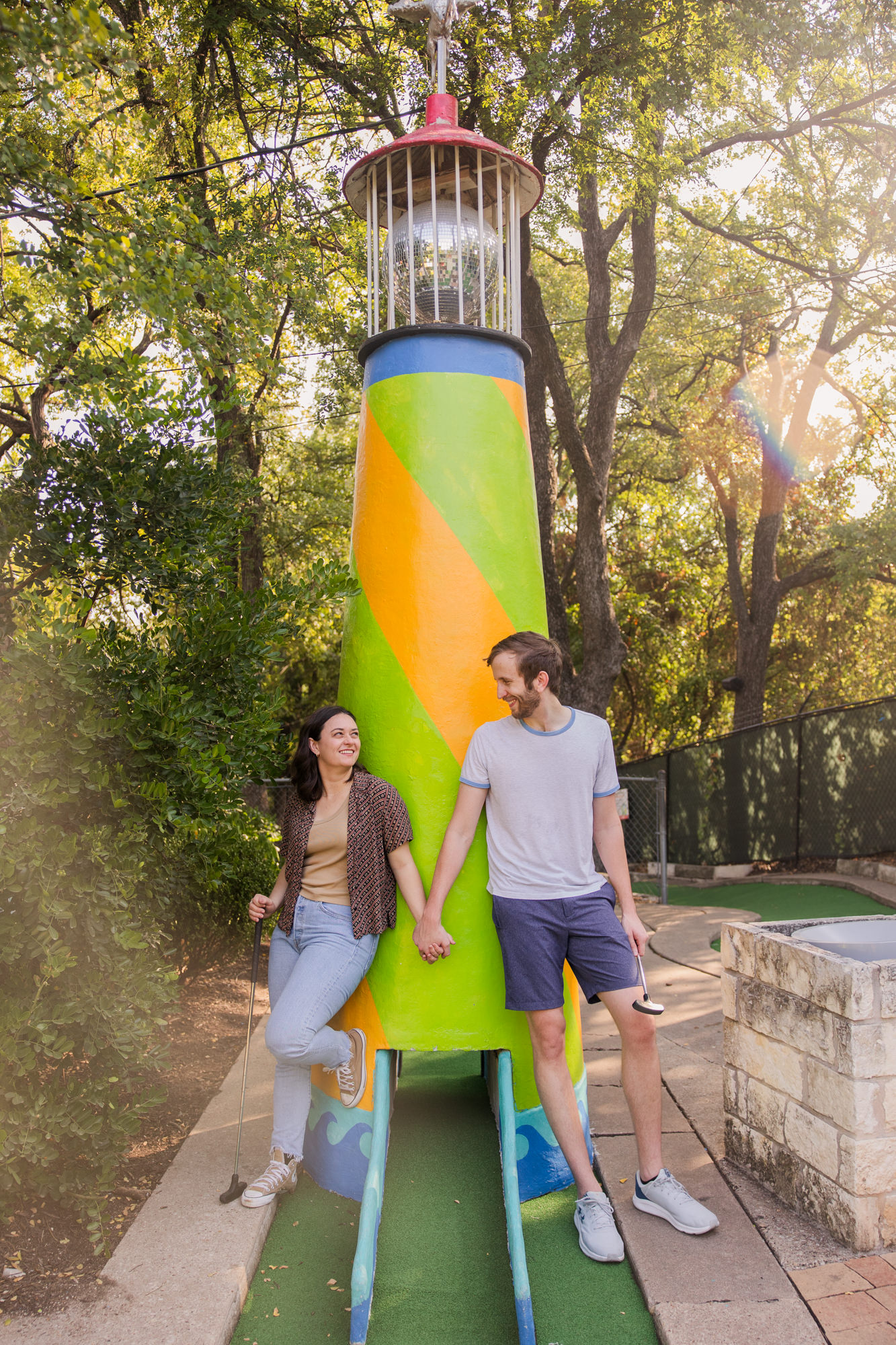 Peter Pan Mini-Golf Downtown Austin Engagement Photos