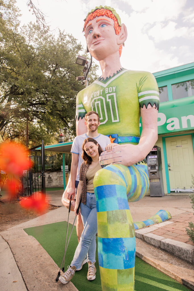 Peter Pan Mini-Golf Downtown Austin Engagement Photos