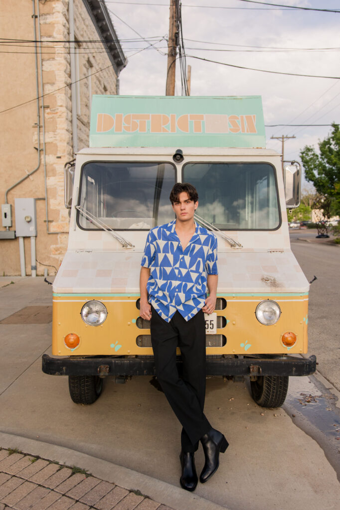 Editorial Senior Photos in Downtown Georgetown food truck