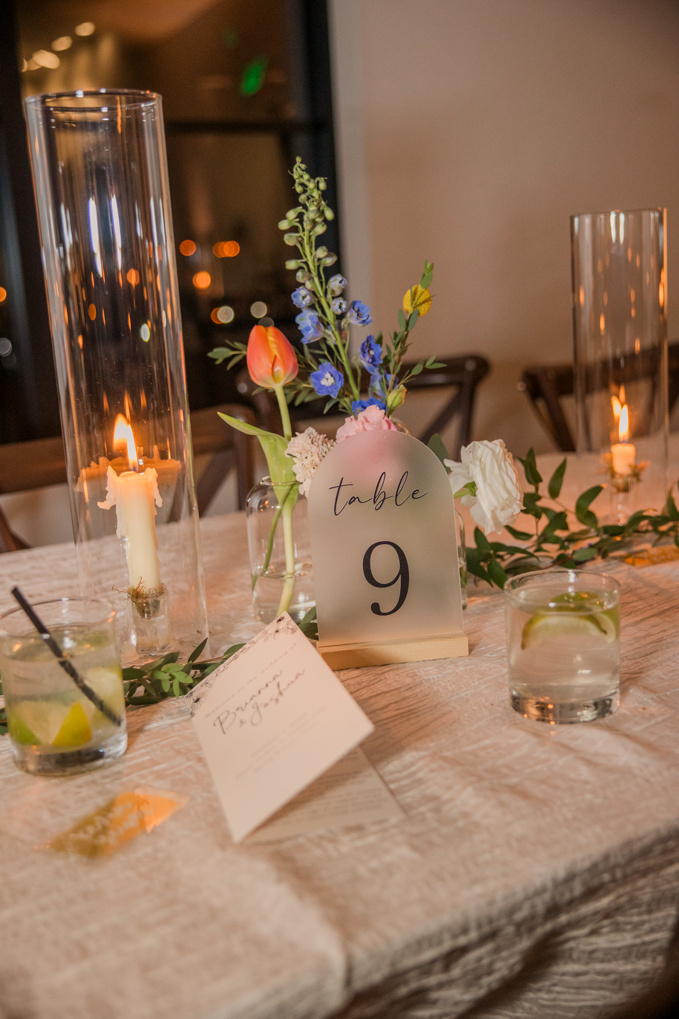 candle reception decor at end of night