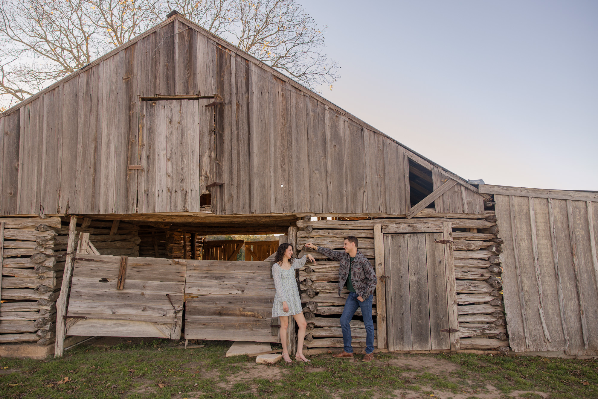 Fall Engagement Photos in West Austin Park + Downtown Rooftop, barn