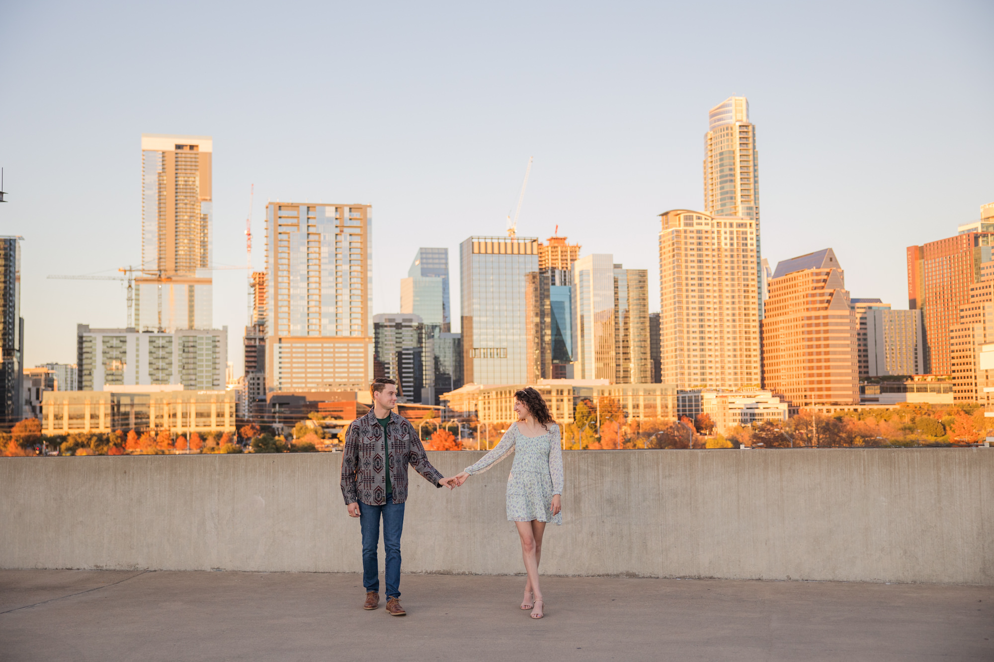 Fall Engagement Photos in West Austin Park + Downtown Rooftop