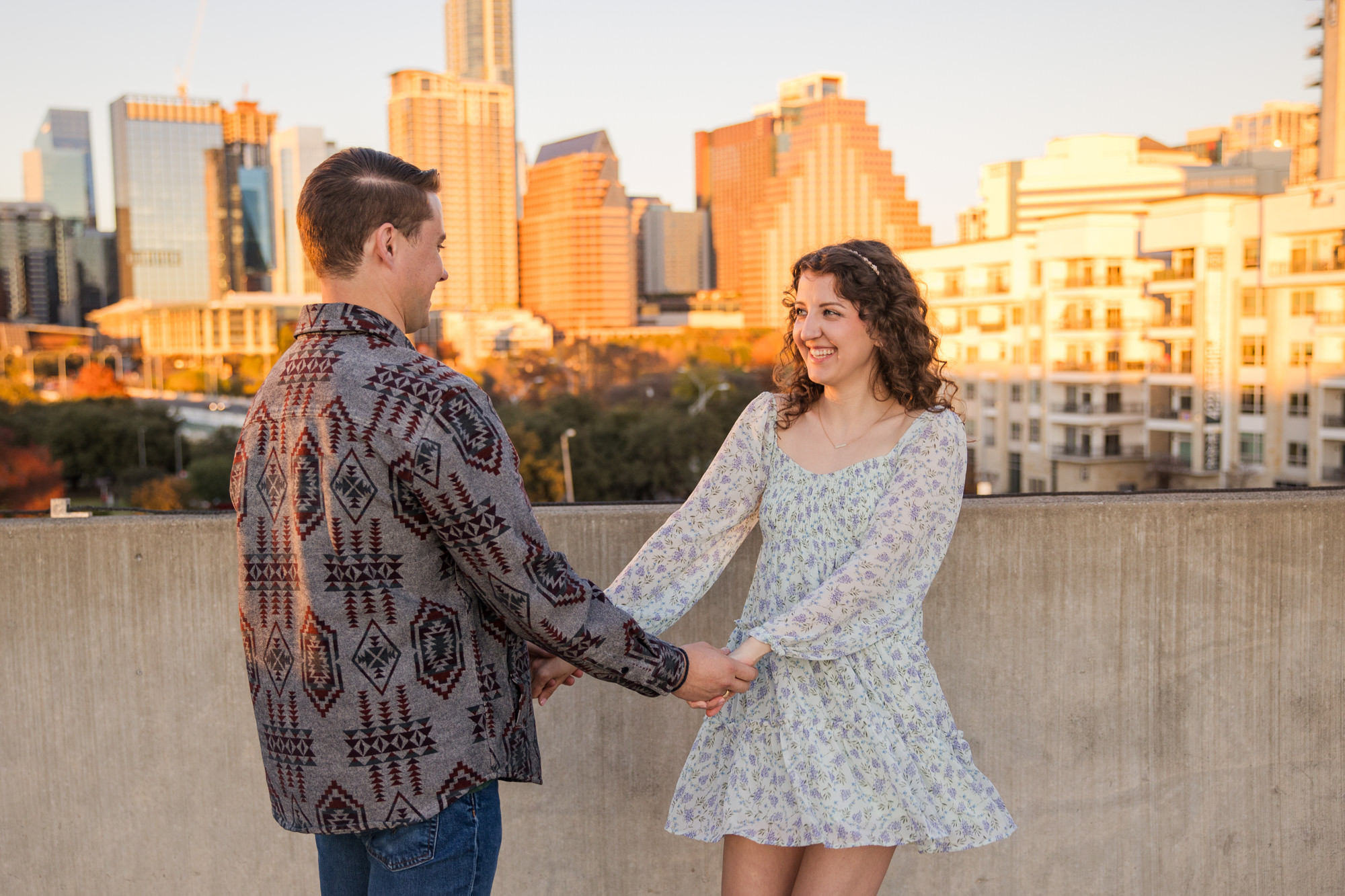 Fall Engagement Photos in West Austin Park + Downtown Rooftop