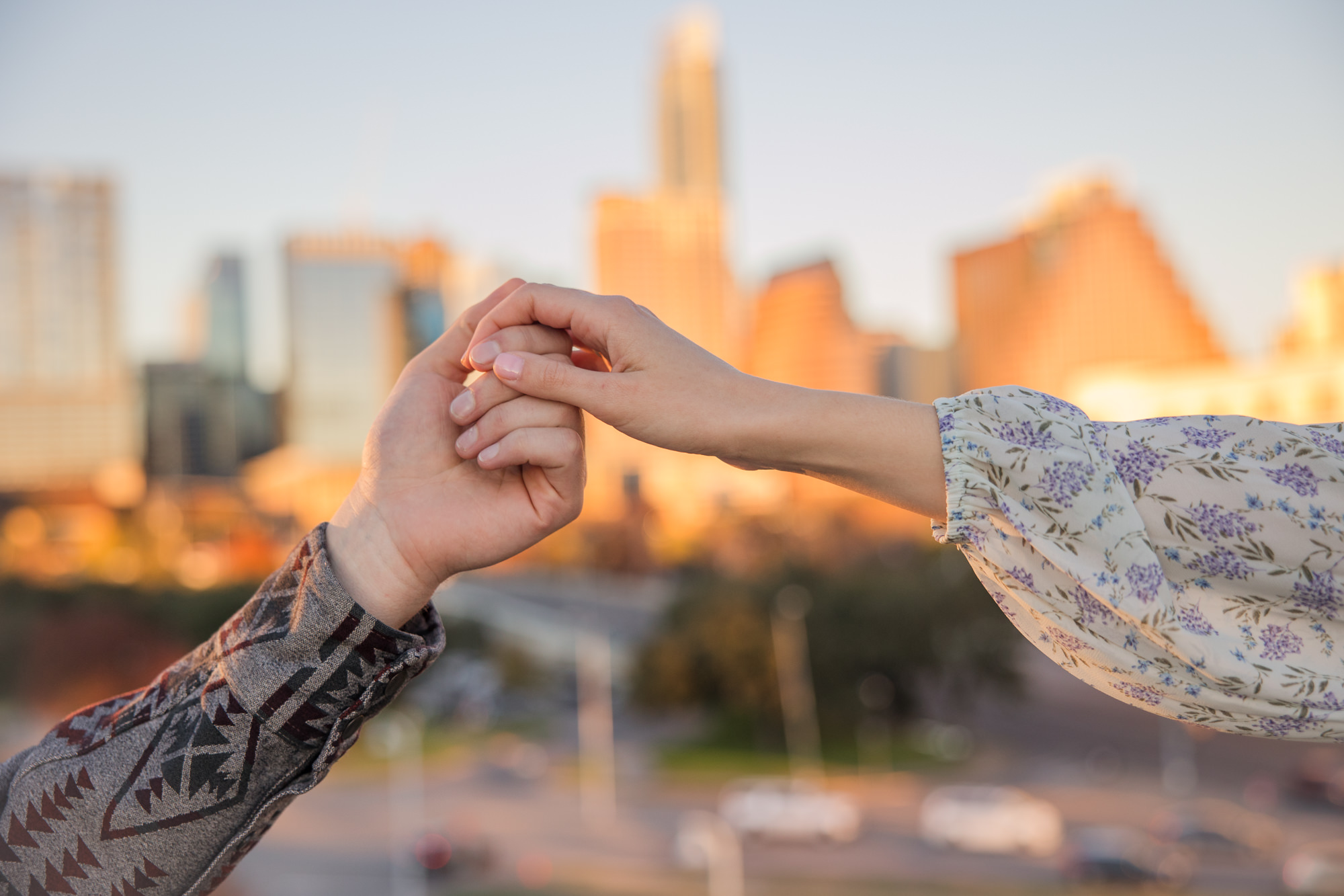 Fall Engagement Photos in West Austin Park + Downtown Rooftop