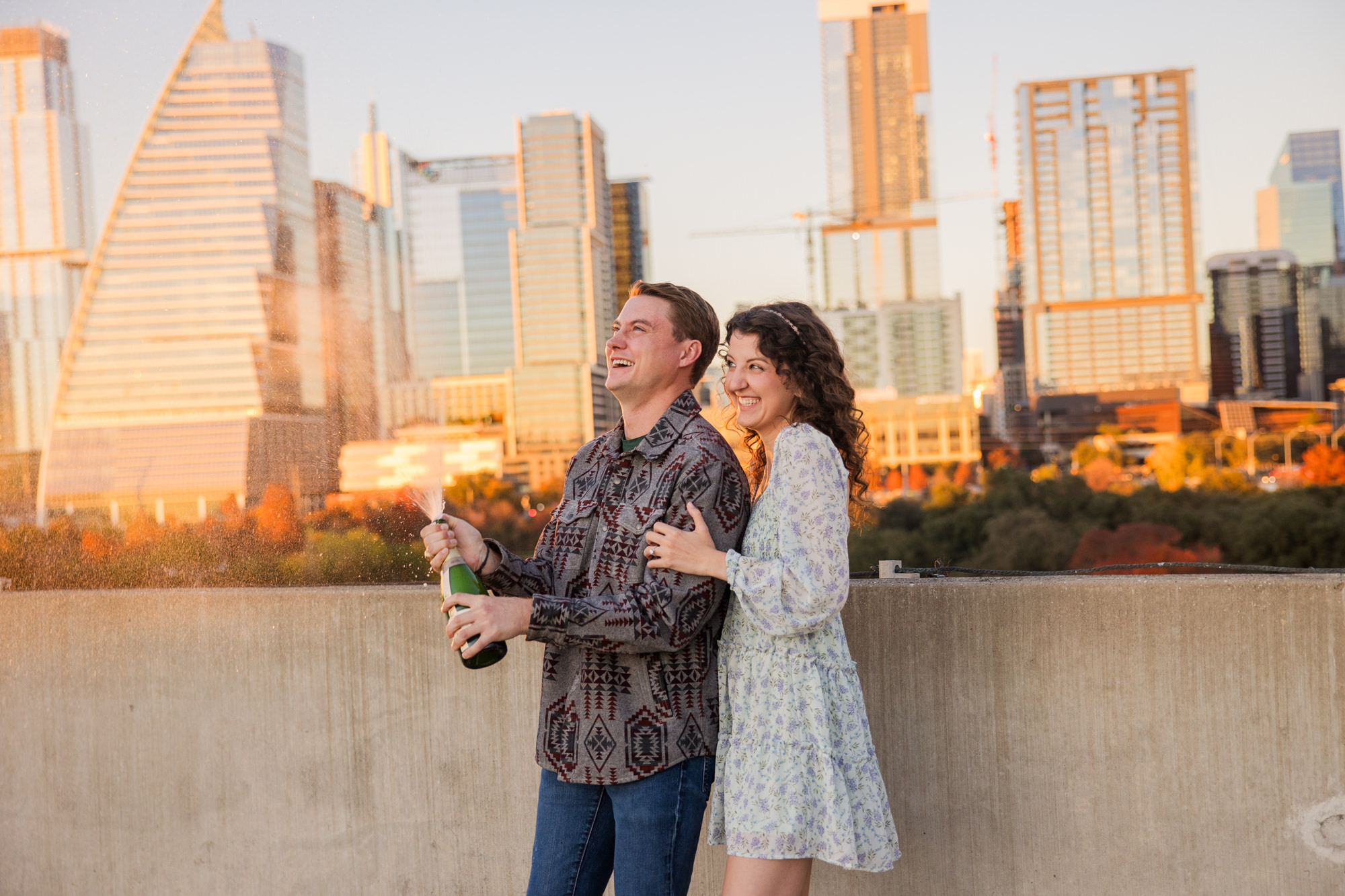 Fall Engagement Photos in West Austin Park + Downtown Rooftop