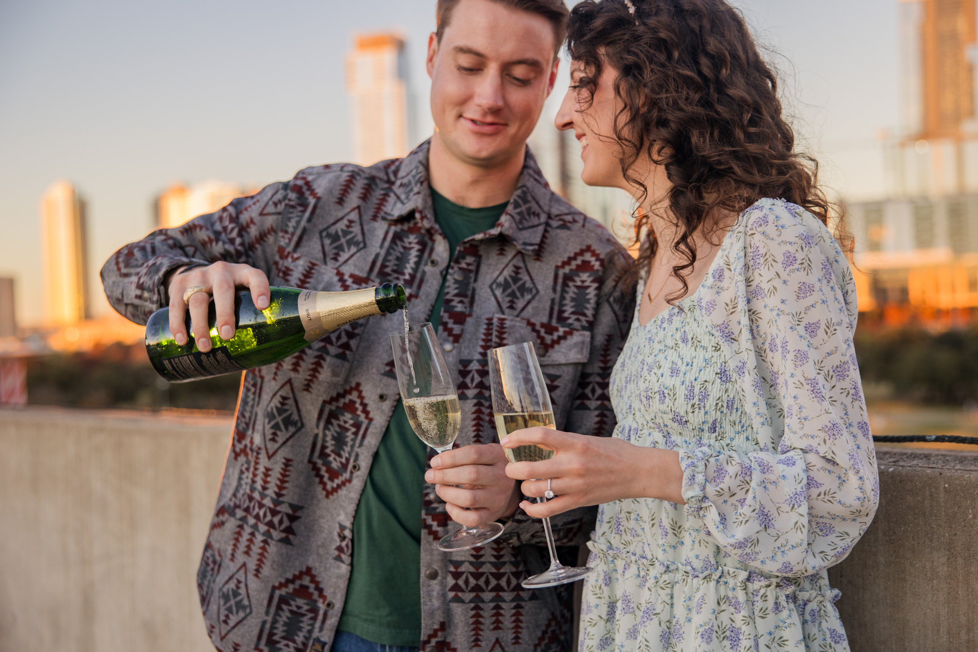 Fall Engagement Photos in West Austin Park + Downtown Rooftop