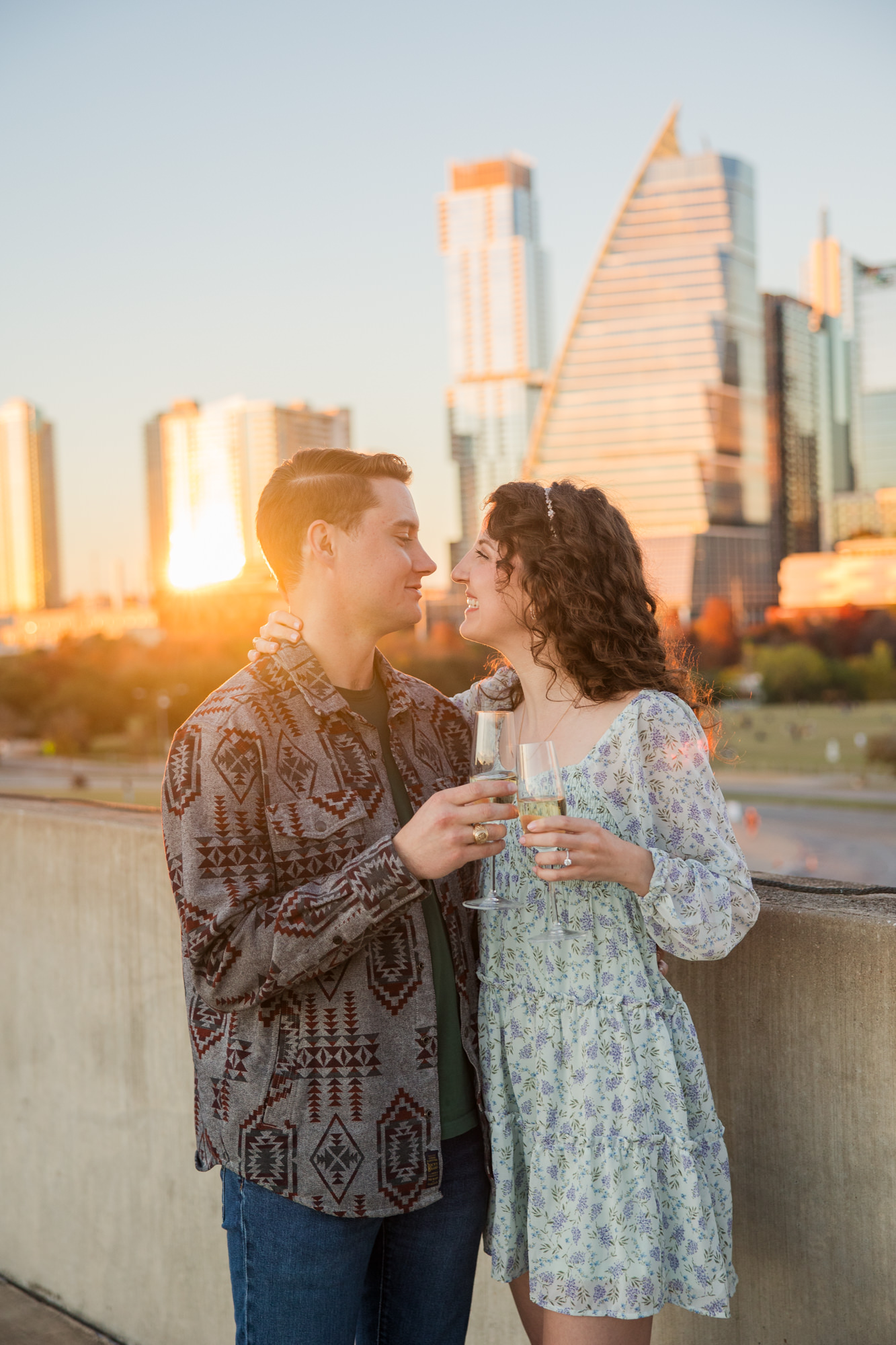 Fall Engagement Photos in West Austin Park + Downtown Rooftop