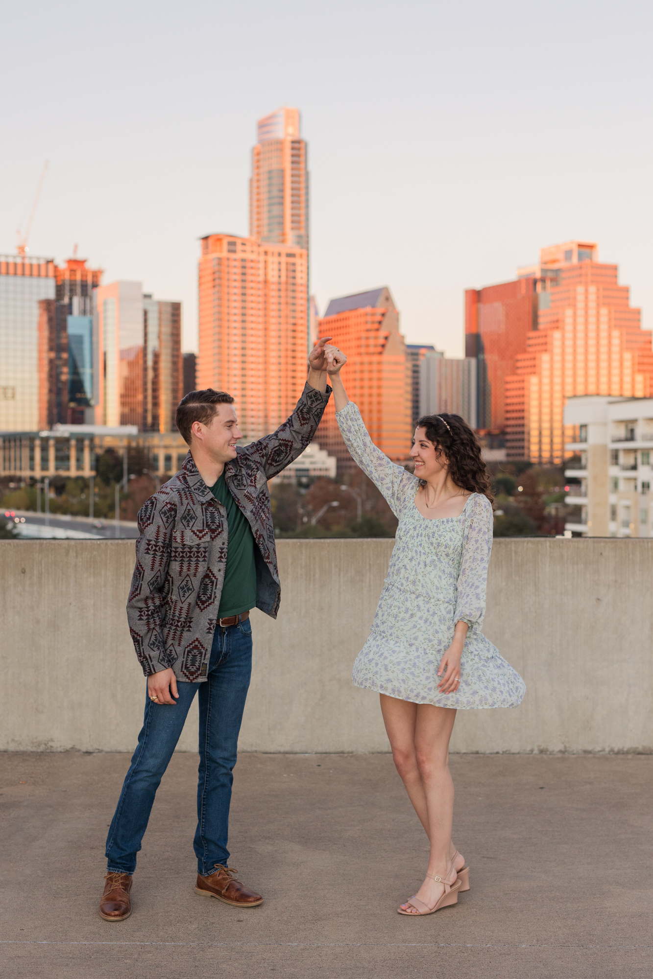 Fall Engagement Photos in West Austin Park + Downtown Rooftop