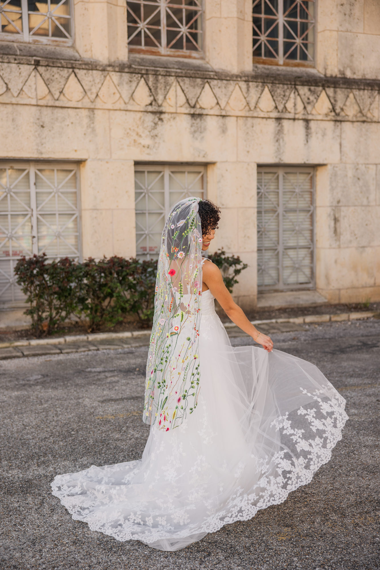 colorful embroidered veil