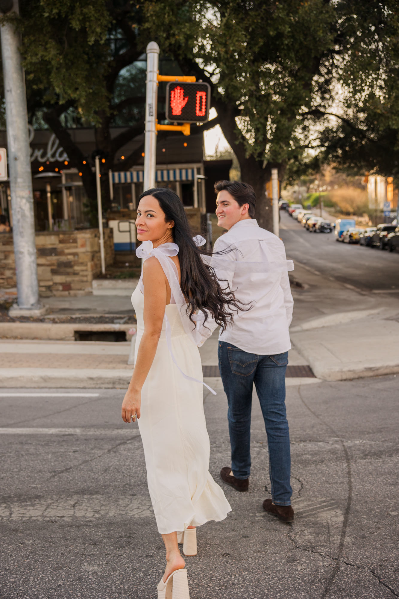 Crossing Street | Colorful South Congress Engagement Photos