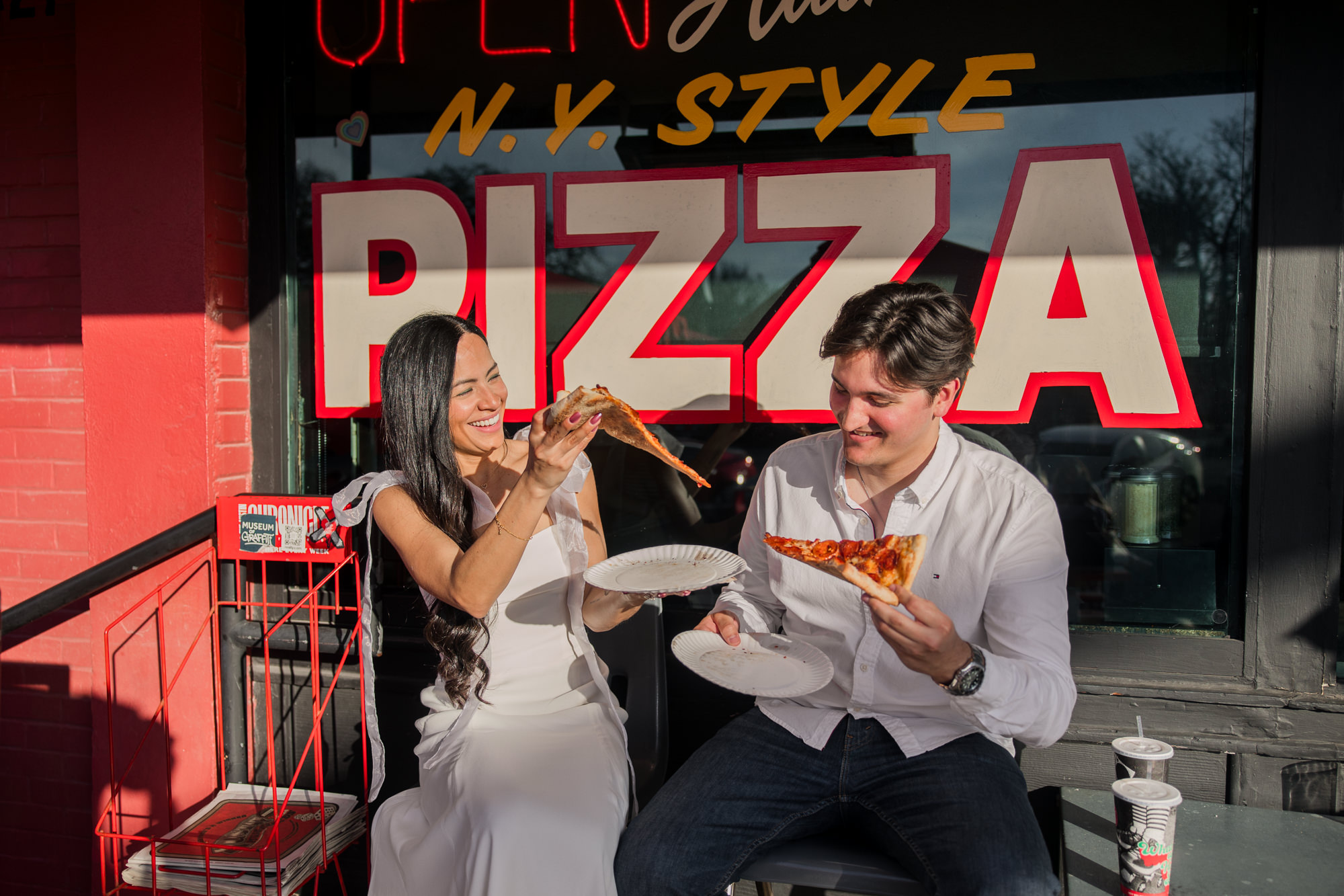 Home Slice Pizza | Colorful South Congress Engagement Photos