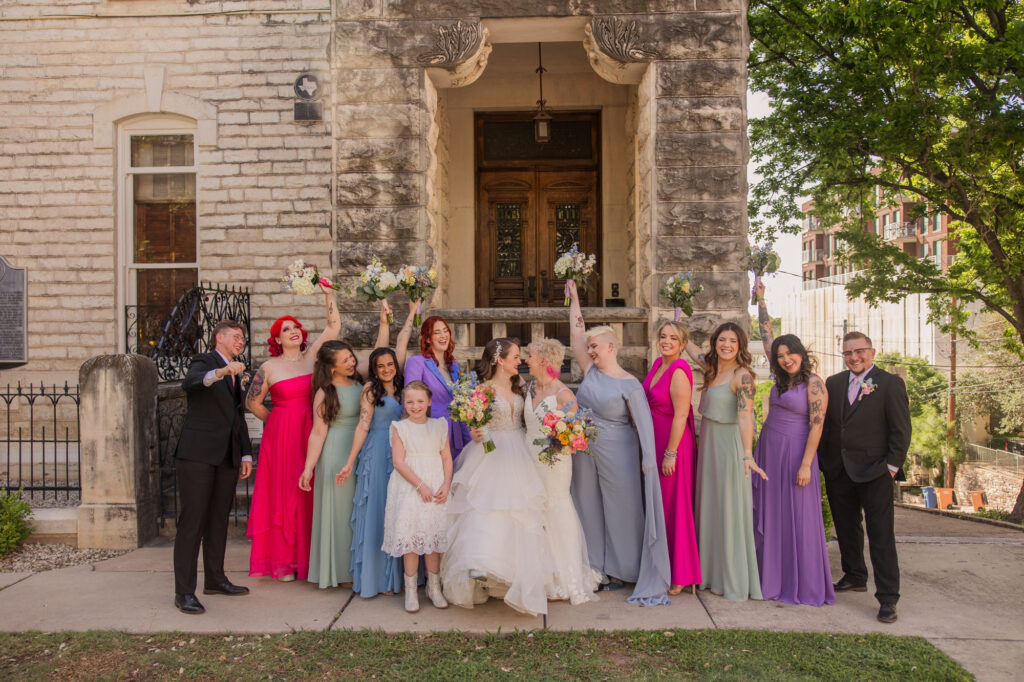 colorful wedding party outfits 