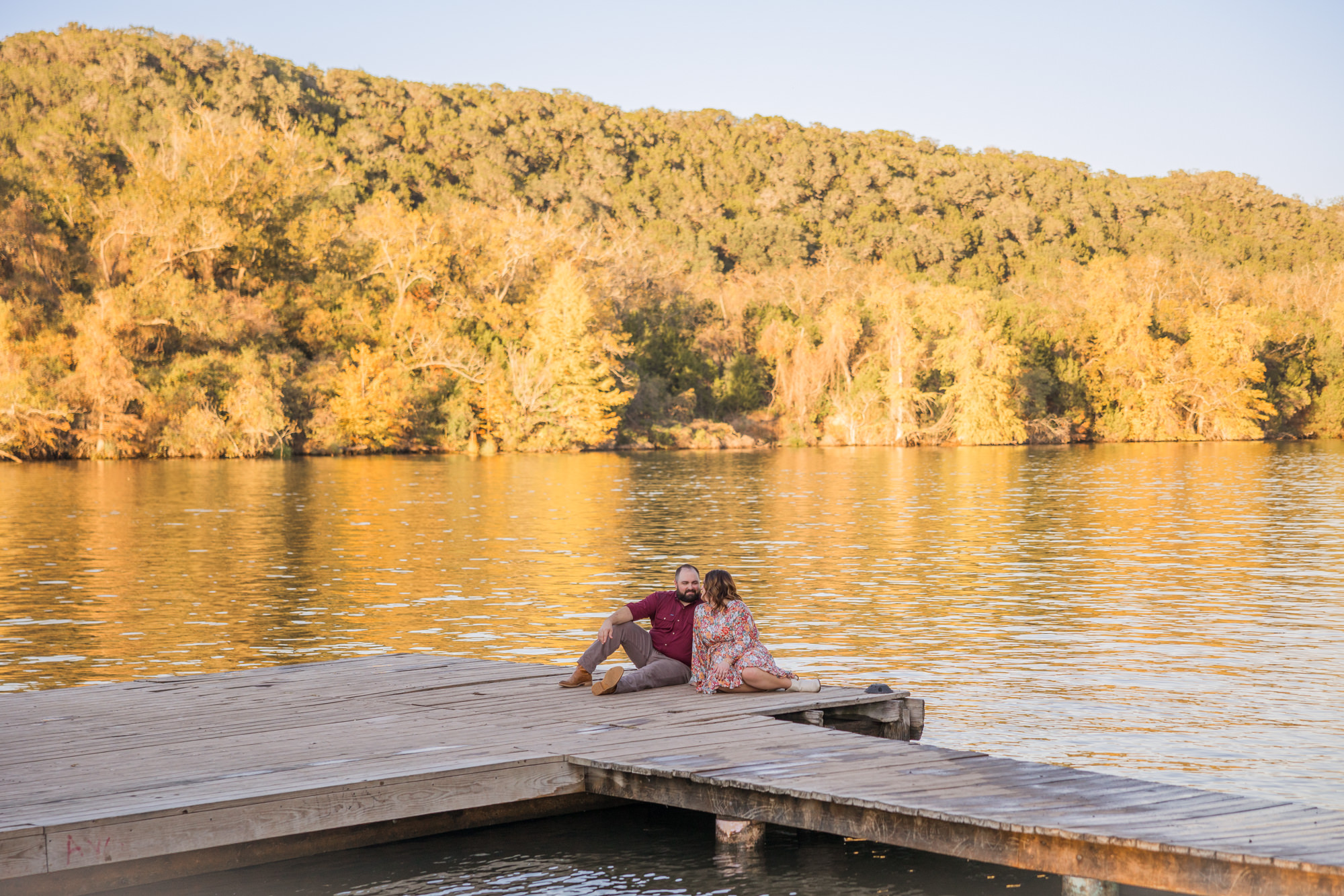 Hill Country Engagement Photos | river dock
