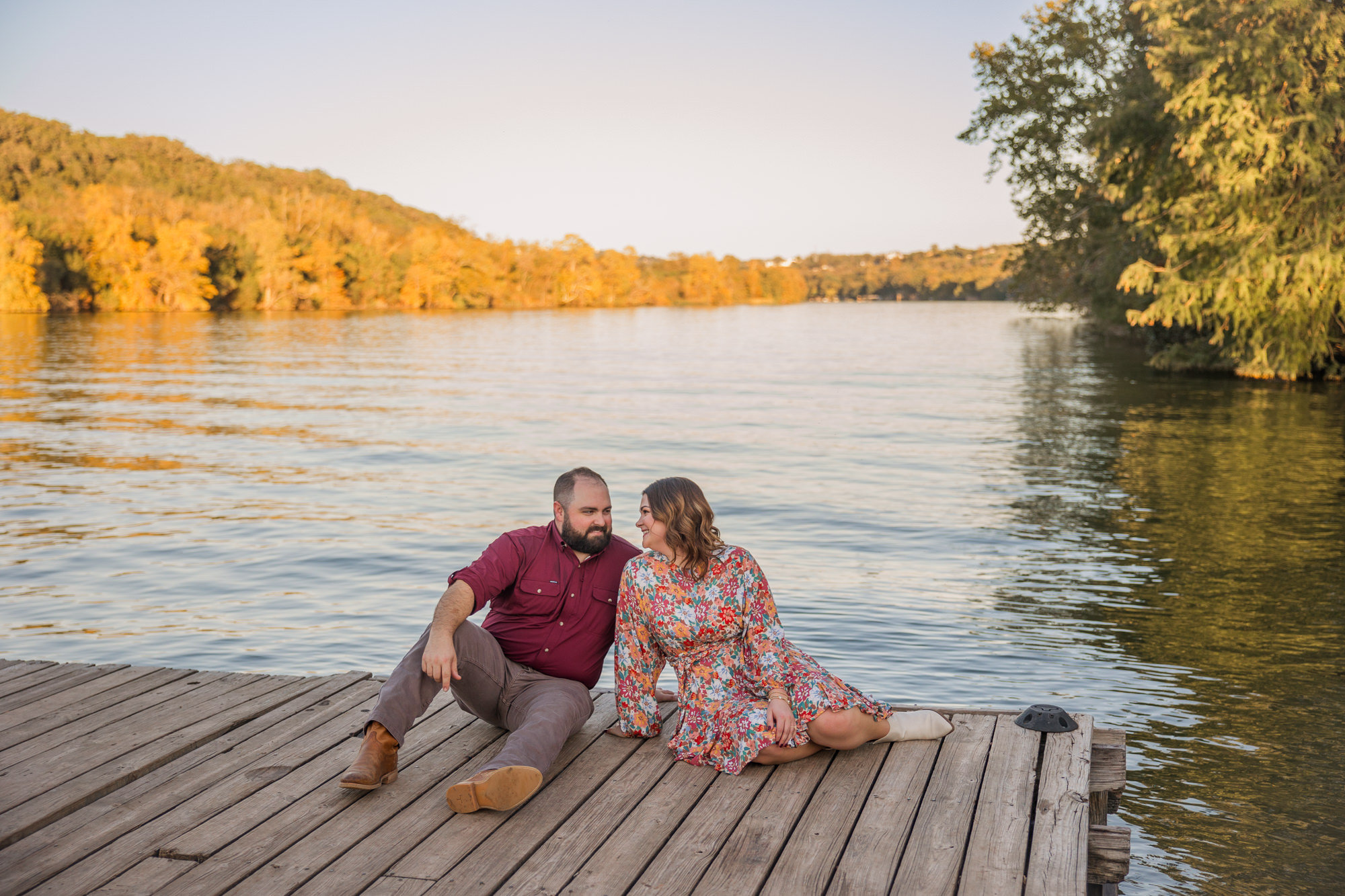 Hill Country Engagement Photos | river dock