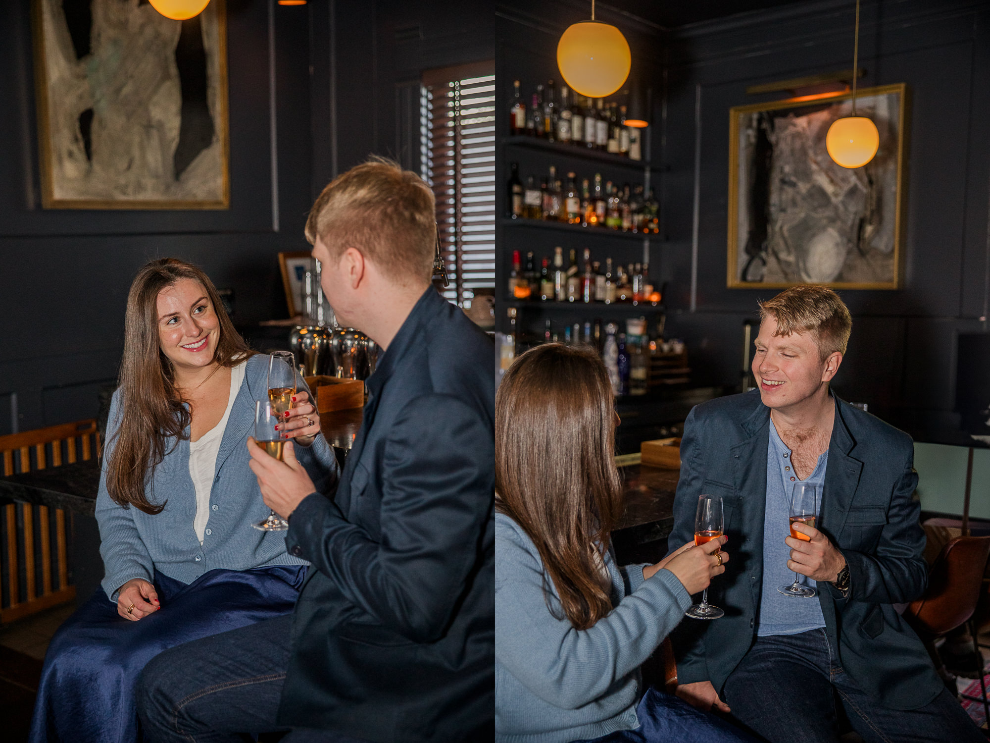 Mattie's Austin restaurant bar engagement photos
