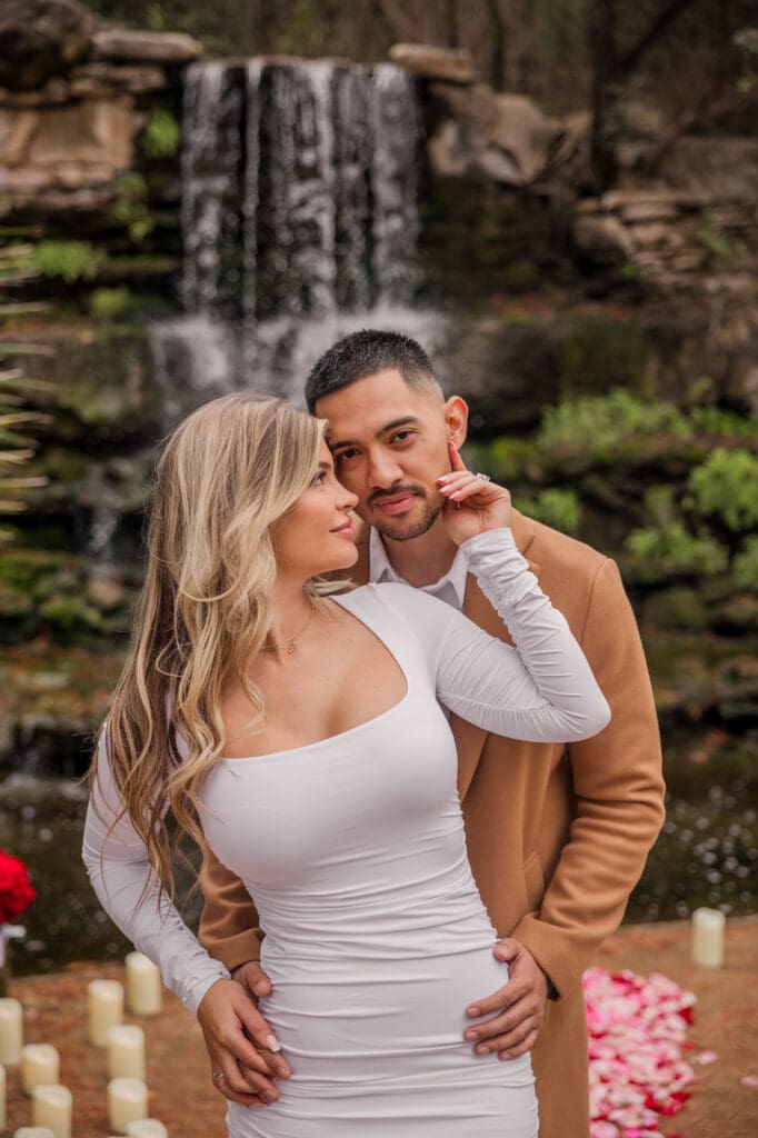 engagement ring photo, black and white 