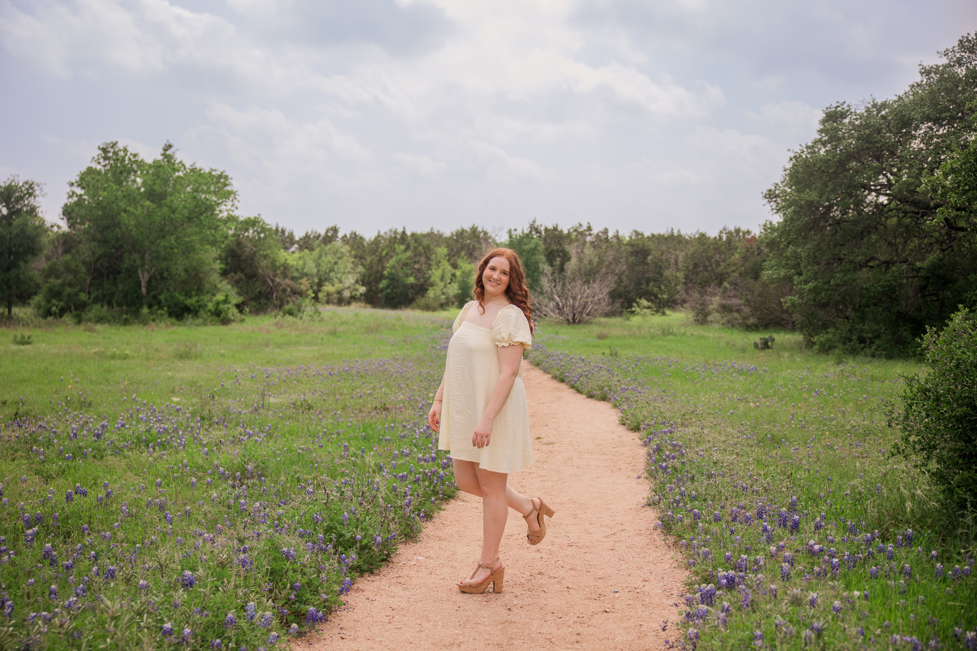 Bluebonnet Spring Senior Photos at Lady Bird Johnson Wildflower Center