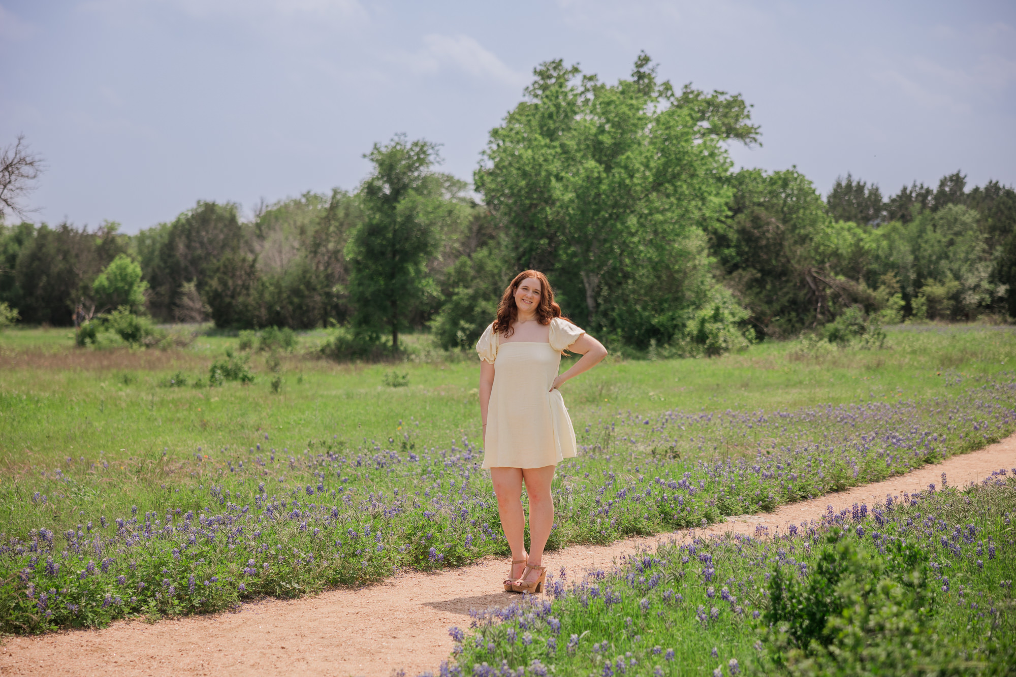 Bluebonnet Spring Senior Photos at Lady Bird Johnson Wildflower Center
