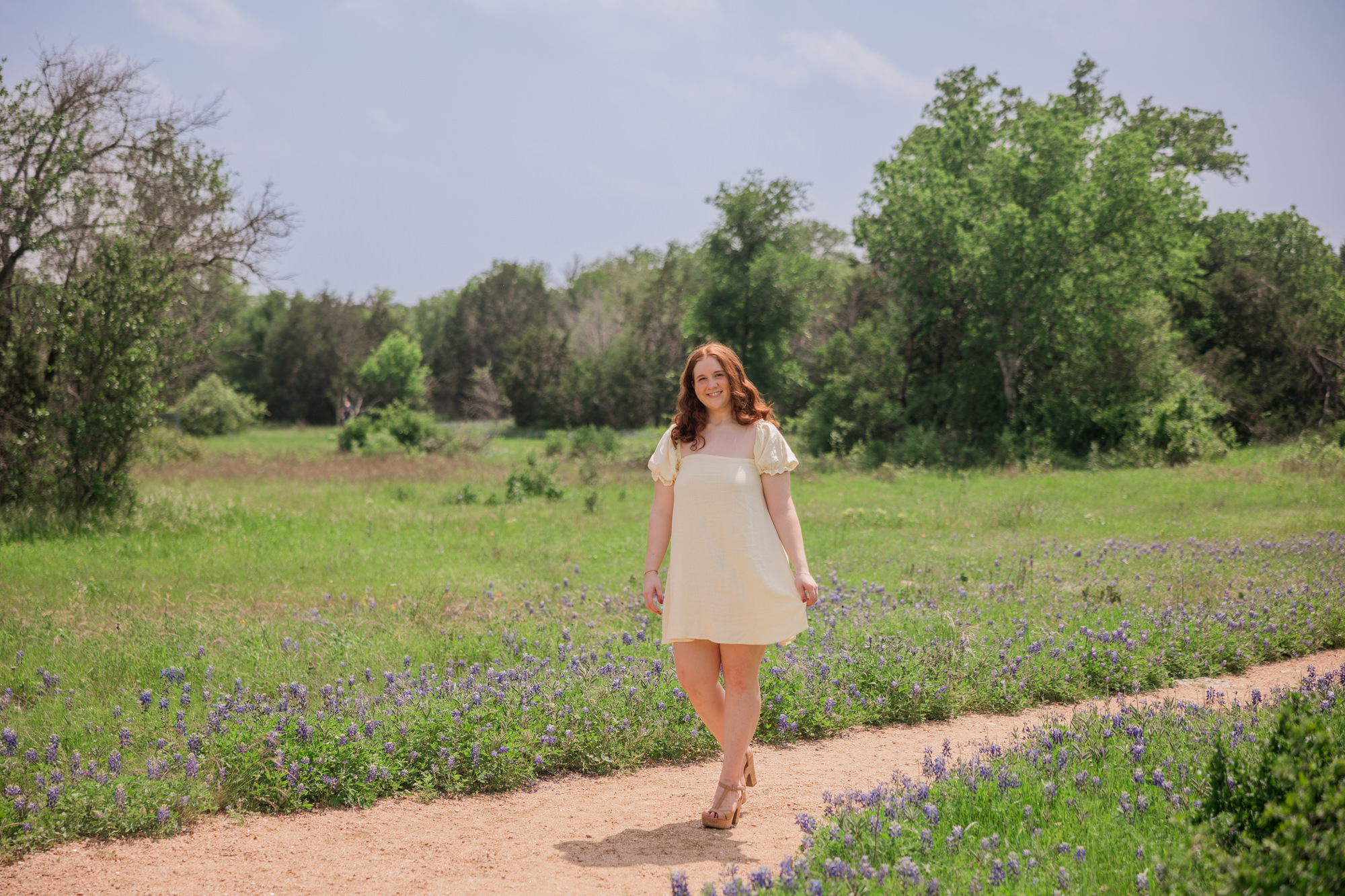 Bluebonnet Spring Senior Photos at Lady Bird Johnson Wildflower Center