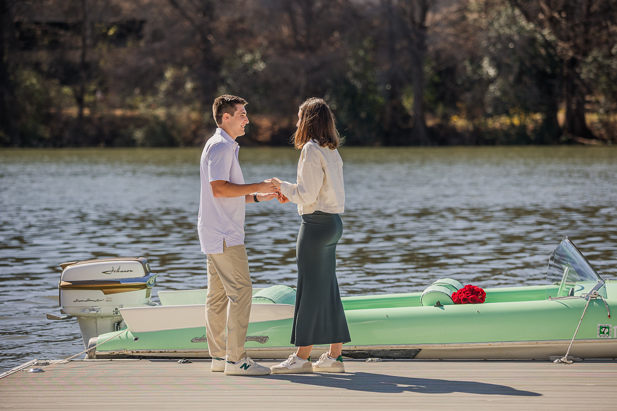 Downtown Austin Retro Boat Marriage Proposal