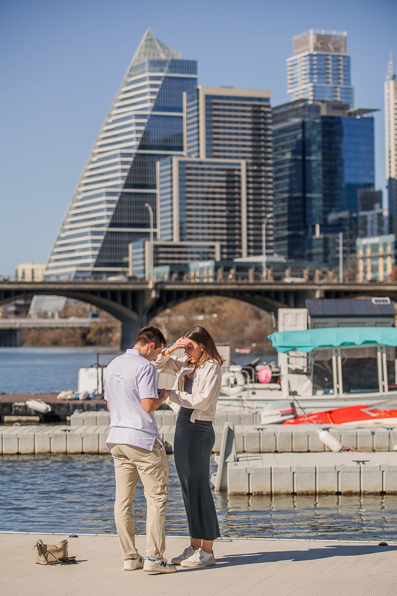 Downtown Austin Retro Boat Marriage Proposal