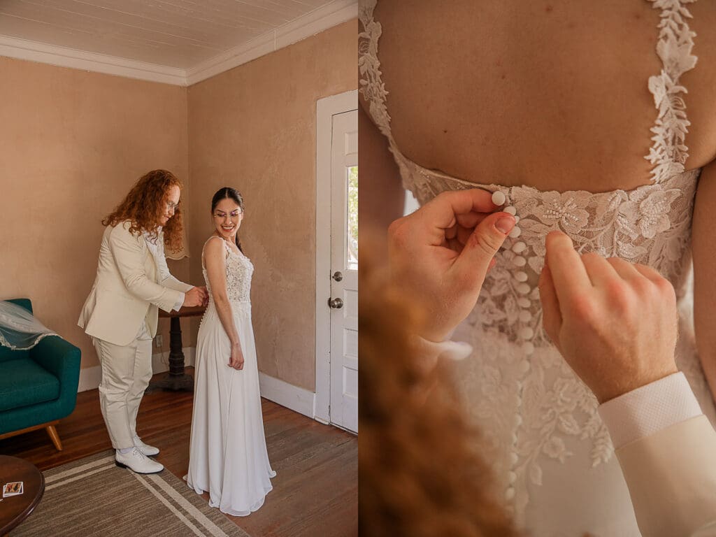 bride & groom get ready together