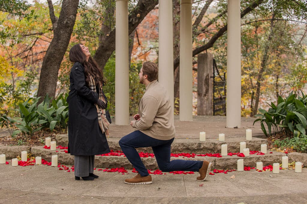Autumn Proposal at Laguna Gloria's Temple of Love
