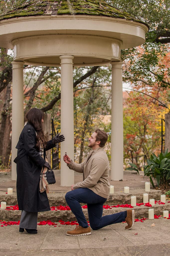 Autumn Proposal at Laguna Gloria's Temple of Love
