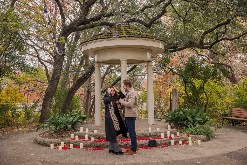 Autumn Proposal at Laguna Gloria's Temple of Love