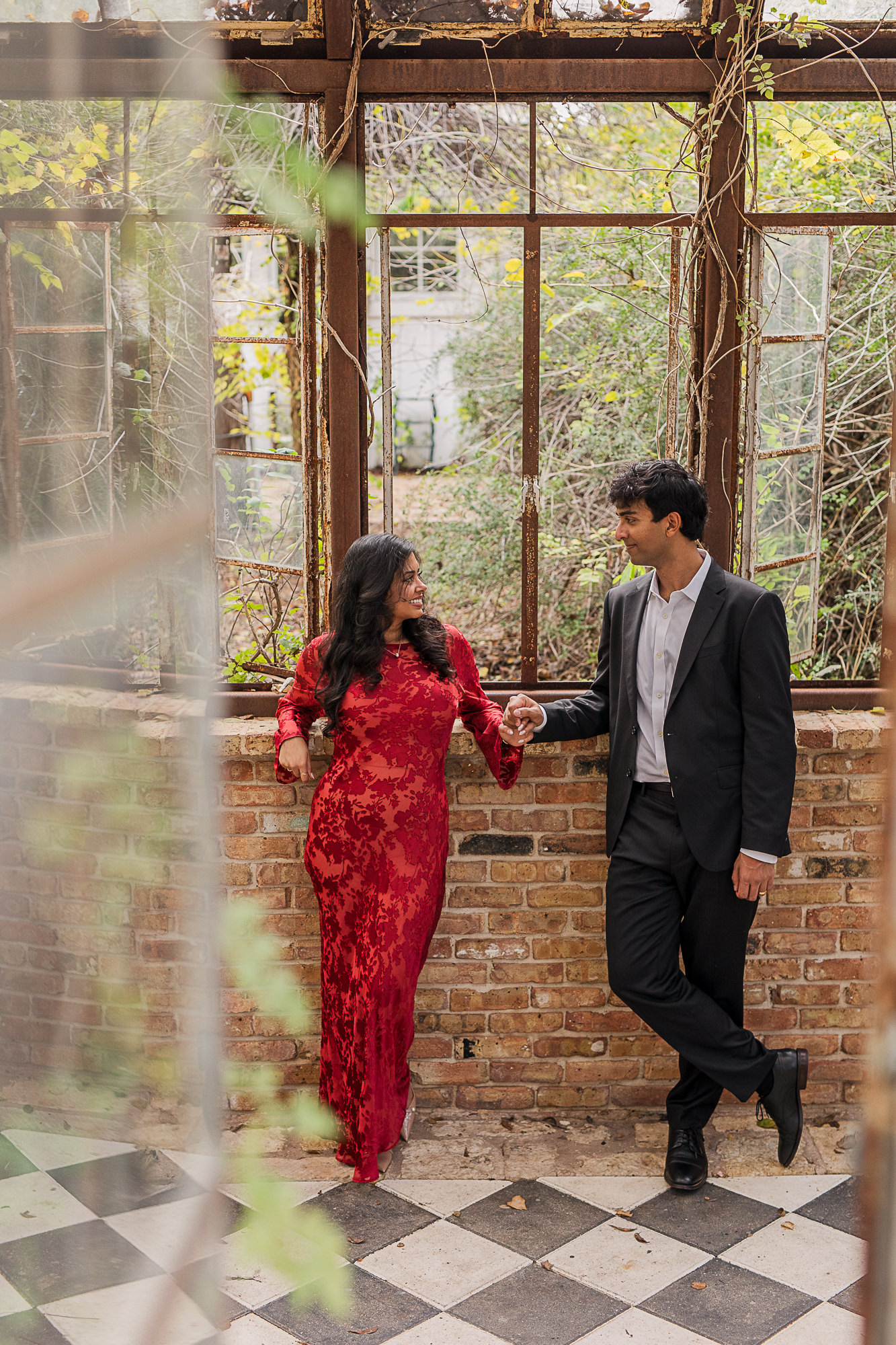 Sekrit Theater greenhouse couples photos, bride & groom