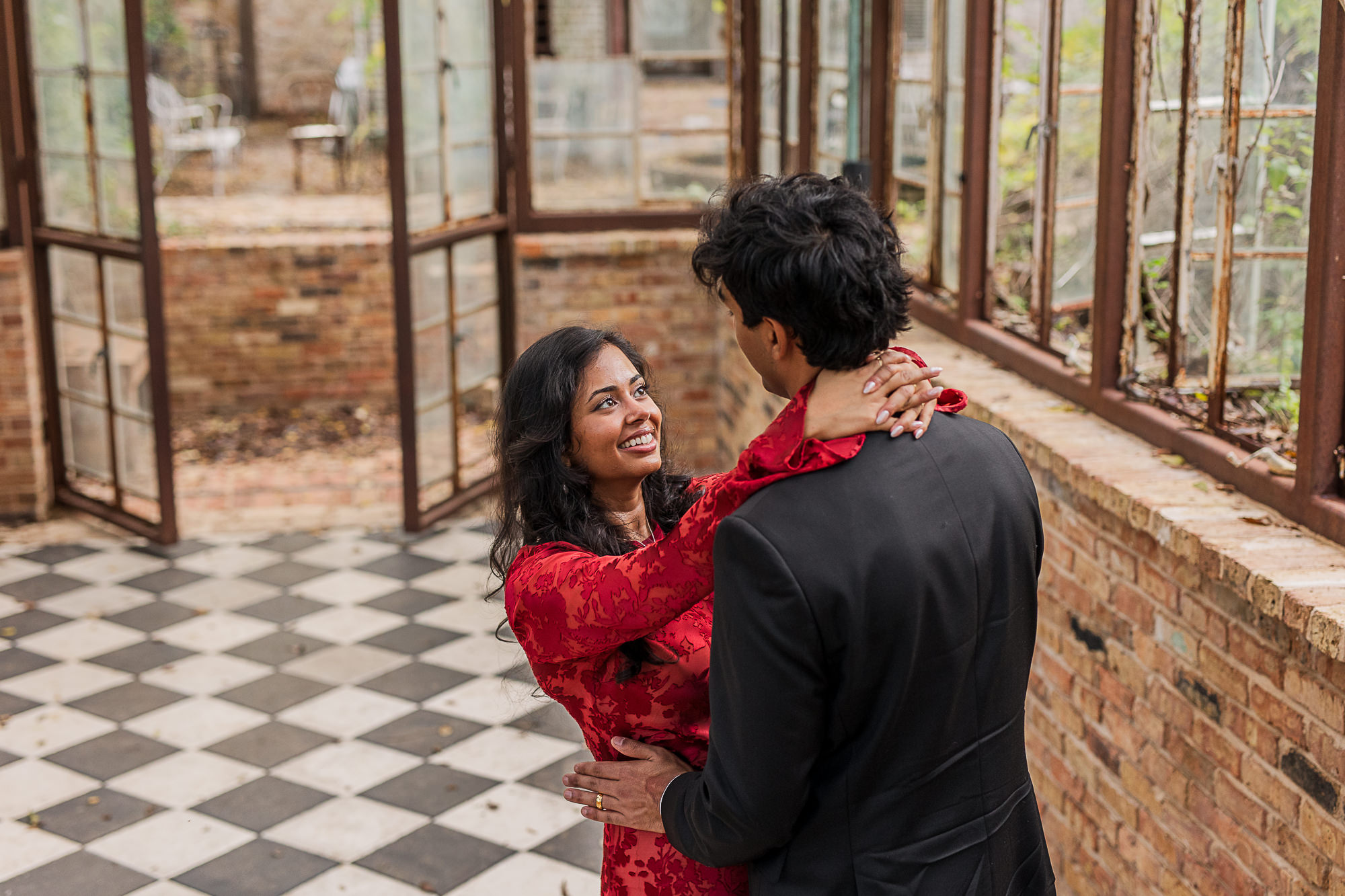 Sekrit Theater greenhouse couples photos, bride & groom