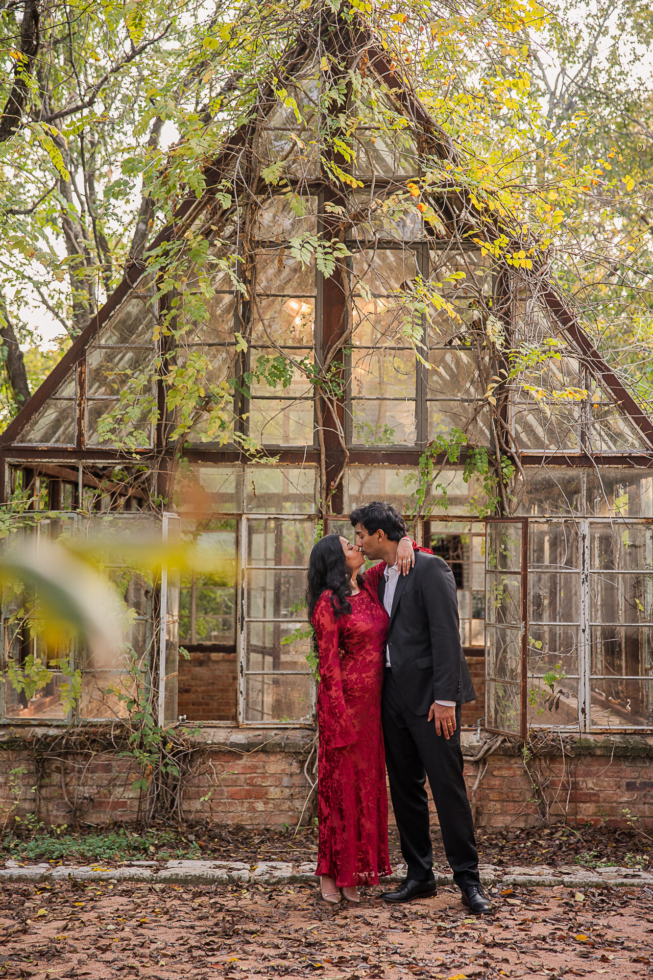 Sekrit Theater greenhouse couples photos, bride & groom