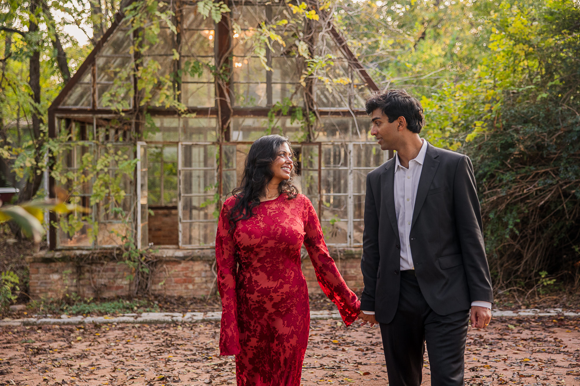 Sekrit Theater greenhouse couples photos, bride & groom