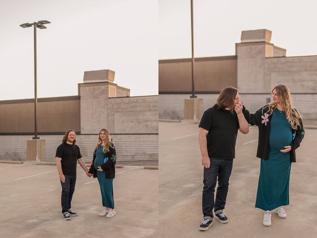 parking garage rooftop frisco texas maternity photos