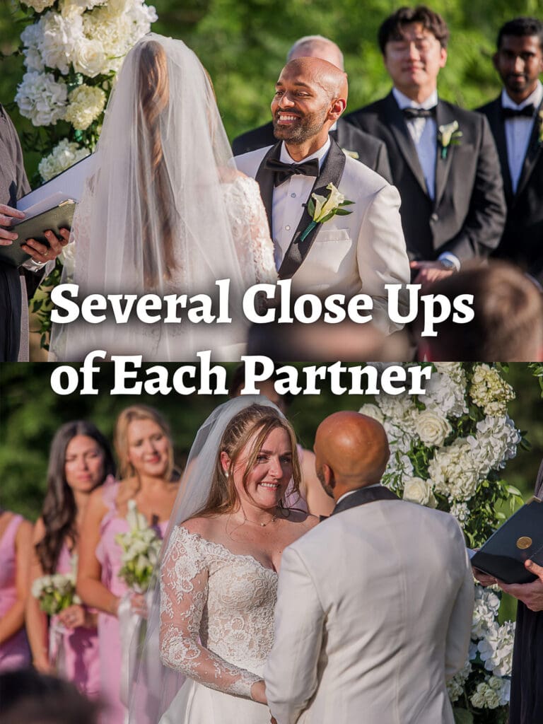 Photos I take during a wedding ceremony: close ups of each partner