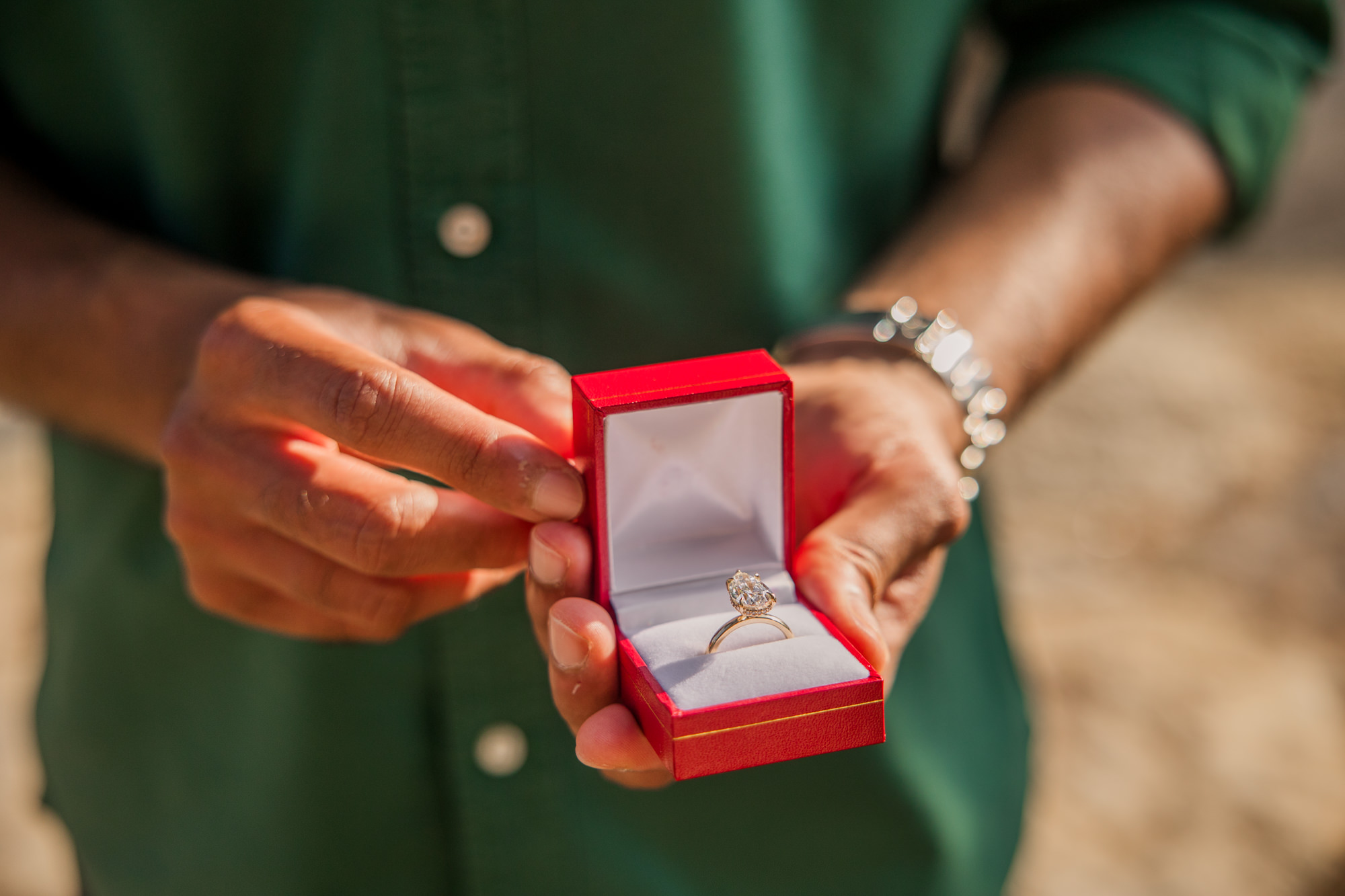 Engagement ring in red box