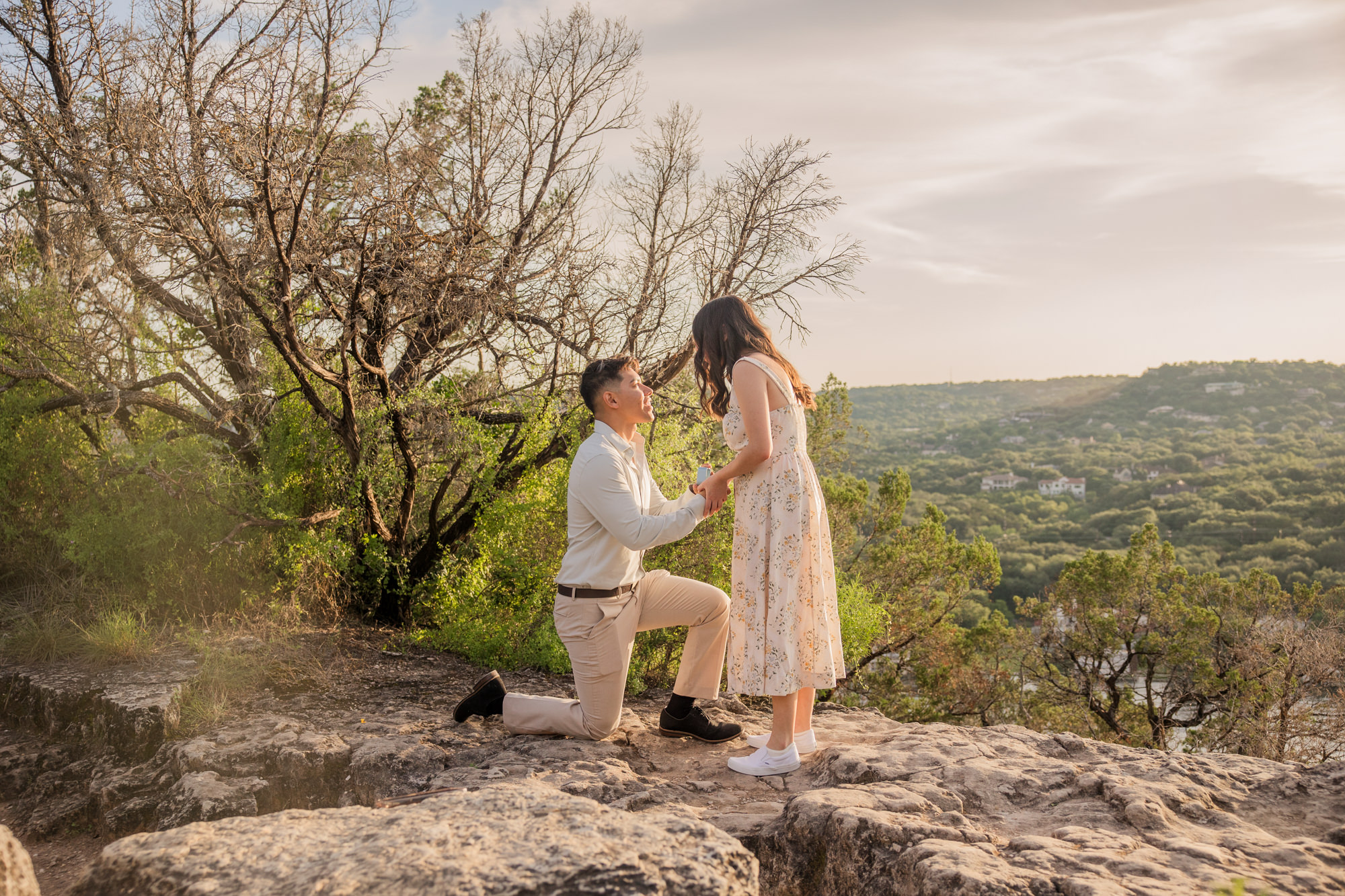 Sunset Mount Bonnell Austin Marriage Proposal